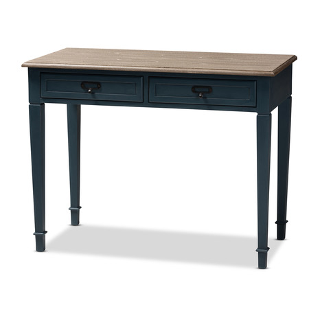 Baxton Studio Dauphine French Provincial Spruce Blue Accent Writing Desk 152-9392